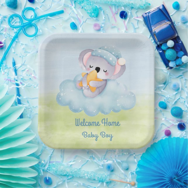 Welcome Baby Boy Paper Plate (Party)