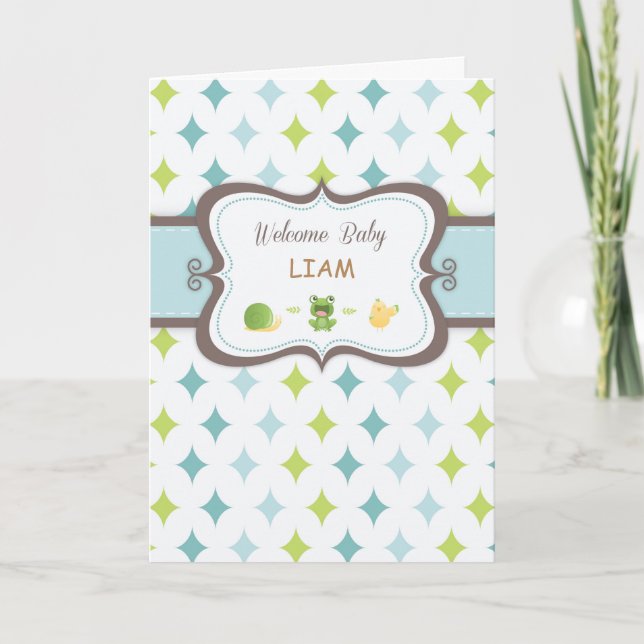 Welcome Baby Boy Personalised Name Card (Front)