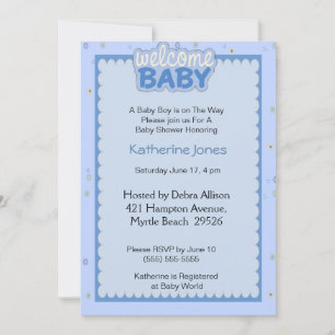Welcome Baby Boy Shower Invitation
