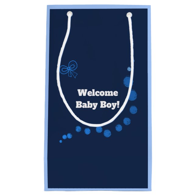Welcome baby boy small gift bag (Front)