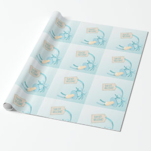 Welcome Baby Boy With Blue pacifier Wrapping Paper