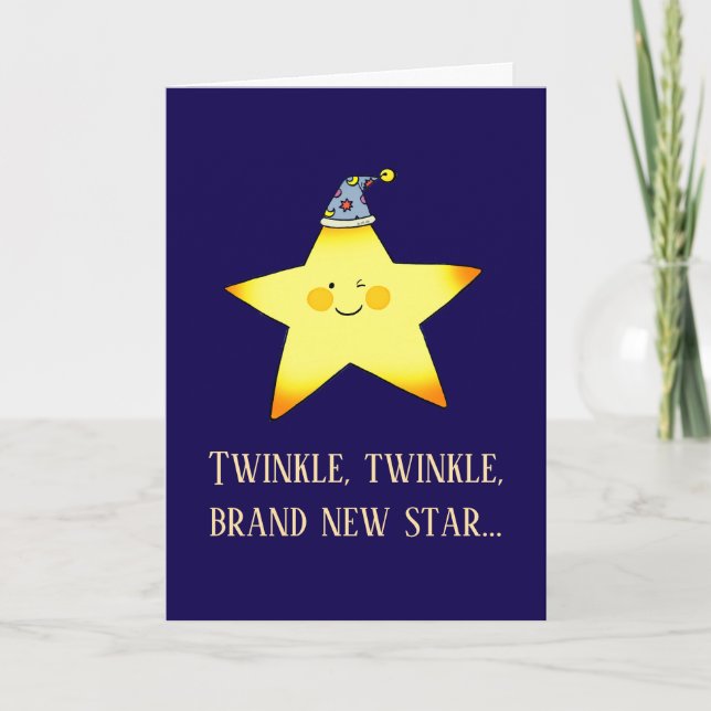 Welcome Baby Card with Sleepy Star   (Front)