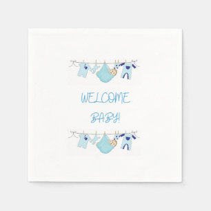 Welcome Baby Clothesline Napkins - Baby Boy