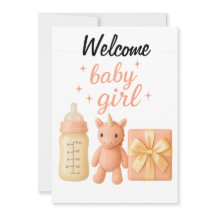 Welcome Baby Girl Baby Shower Card