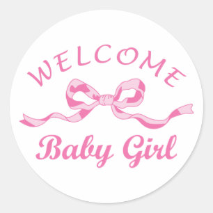 Welcome Baby Girl Classic Round Sticker
