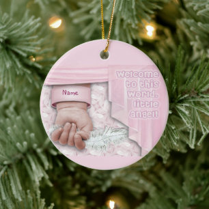 Welcome Baby Girl (customisable) Ceramic Tree Decoration