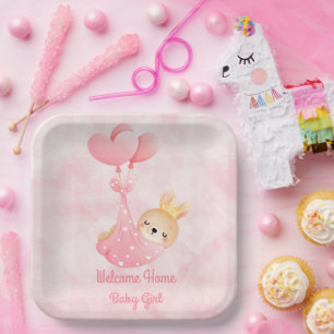 Welcome Baby Girl Paper Plate