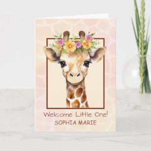 Welcome Baby Girl Personalise Sweet Safari Jungle Card