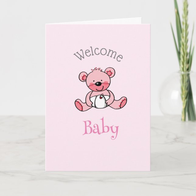 welcome baby girl (personalised) card (Front)