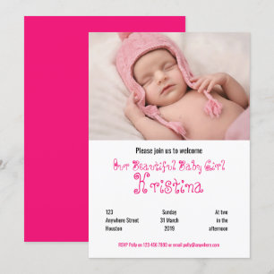 Welcome Baby Girl Shower Photo party invitation