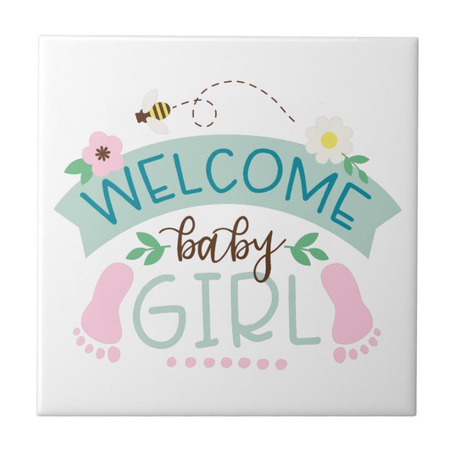 Welcome Baby Girl Tile (Front)