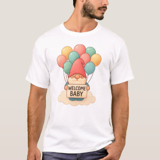 Welcome Baby Gnome with Pastel Balloons T-Shirt