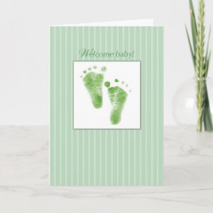 Welcome Baby, Green, Congratulations New Baby Feet Card