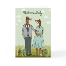 Welcome Baby - Hipster Foxes Baby Card