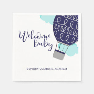 Welcome Baby Hot Air Balloon Boy Baby Shower Napkin