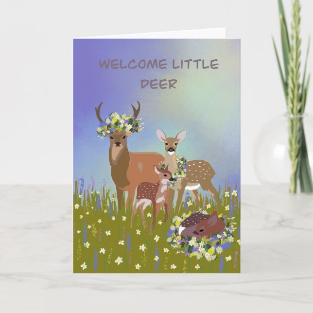 Welcome baby little deer card (Front)