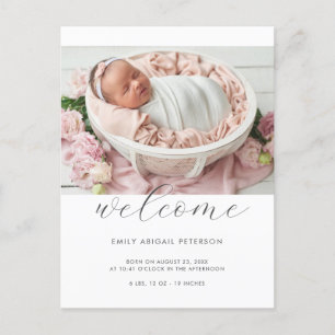 Welcome Baby Modern Chic Photo Birth Announcement Postcard