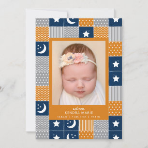 WELCOME BABY   Moon & Stars Birth Announcement