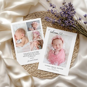 Welcome Baby Multi Photo with Personalised Message Announcement