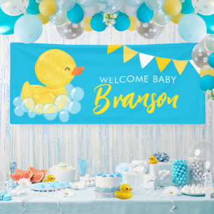 Welcome Baby Name Large Rubber Duck Baby Shower Banner