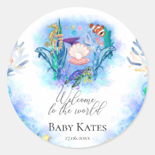 Welcome Baby Ocean Sea Animals  Classic Round Sticker