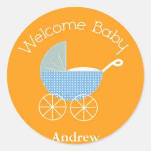 Welcome Baby Orange Sticker