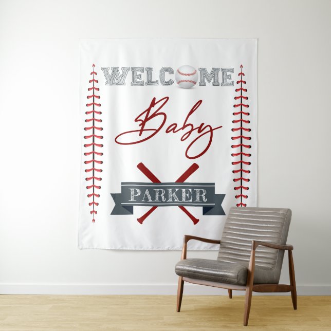 Welcome Baby Personalised Baby Shower Tapestry (In Situ)