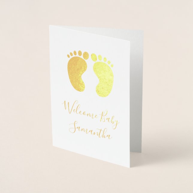 Welcome baby Personalised Name Foil Card (Front)