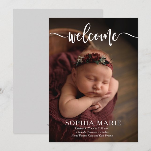 Welcome Baby Photo Birth Announcements (Front/Back)