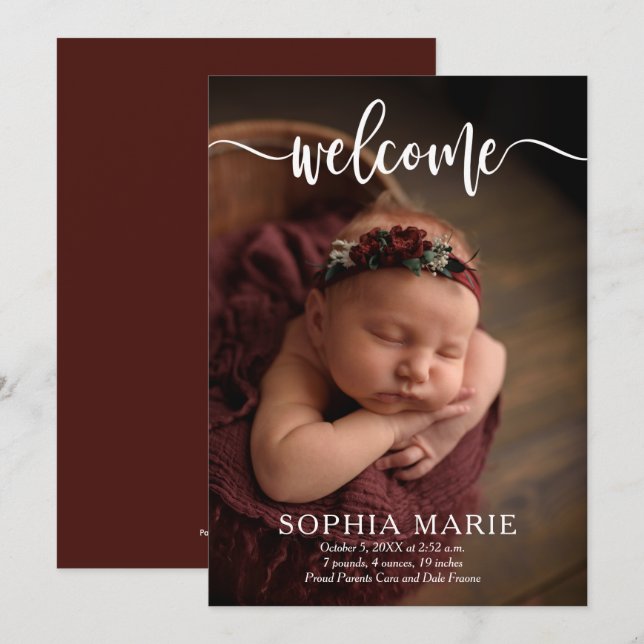 Welcome Baby Photo Birth Announcements (Front/Back)