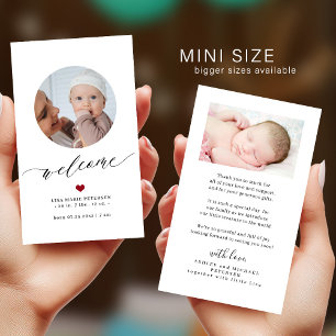 Welcome baby photo MINI SIZE birth announcement