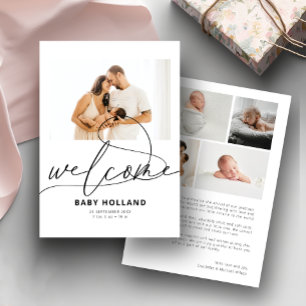 Welcome Baby Photo Modern Minimalist Birth Announcement