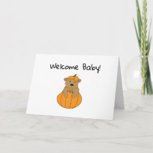 Welcome Baby Pumpkin Bear Card