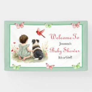 Welcome Baby Shower   Baby and Puppy Dog Banner