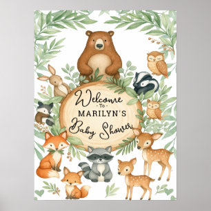 Welcome Baby Shower Baby Animals Poster