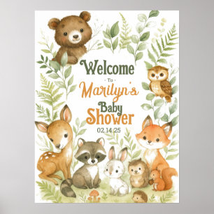Welcome Baby Shower Baby Animals Poster