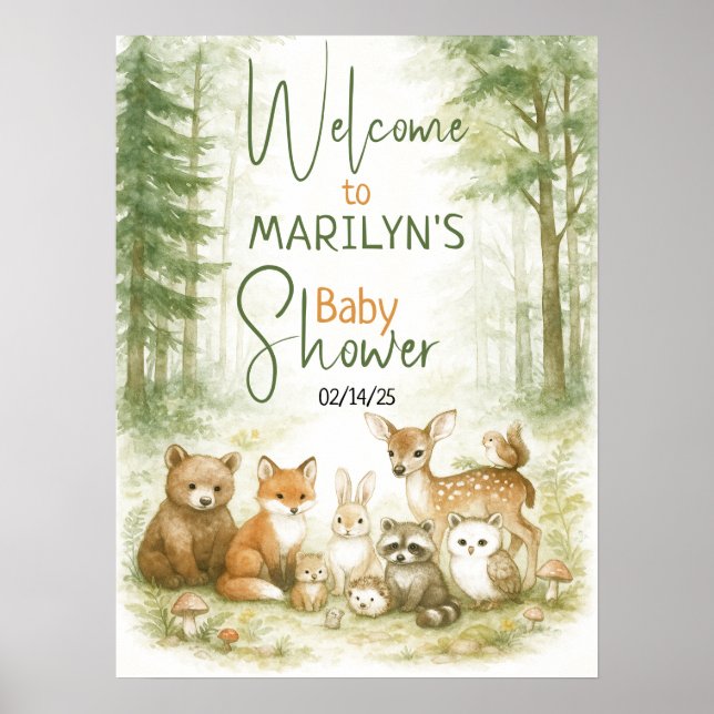 Welcome Baby Shower Baby Animals Poster (Front)