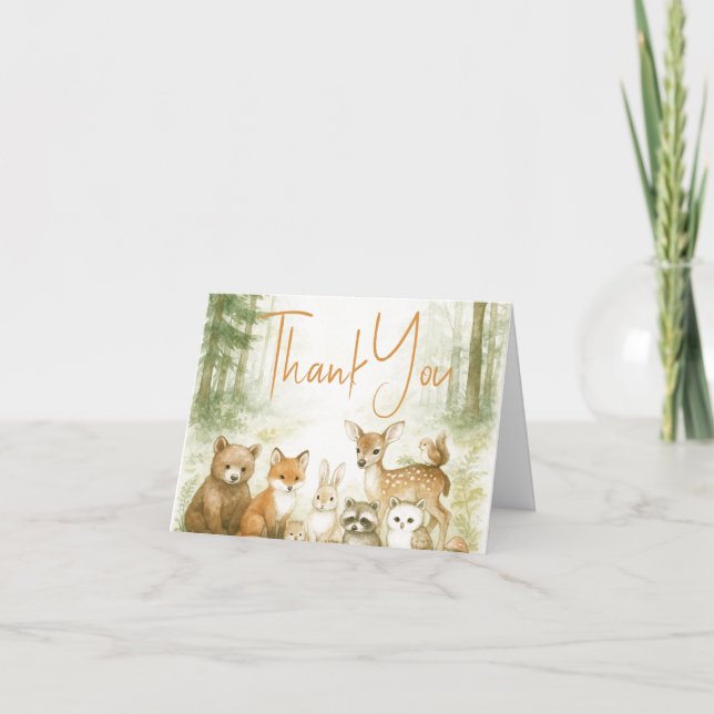 Welcome Baby Shower Baby Animals Thank You Card (Front)