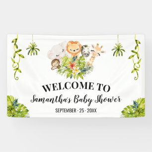 Welcome Baby Shower Safari Animals Banner