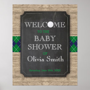 Welcome Baby Shower Sign Poster Golf
