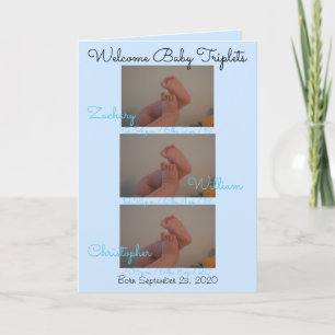 Welcome Baby Triplets Boys Insert PHOTOS Announcement