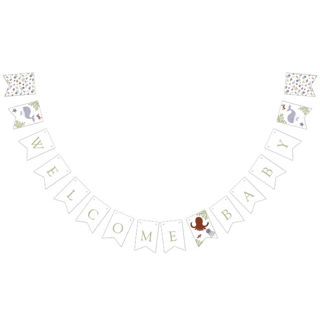 Welcome Baby Under the Sea Baby Shower Earth Tones Bunting (All)
