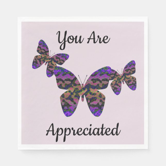 Welcome Back Bright Butterflies Business Employee Napkin (Front)