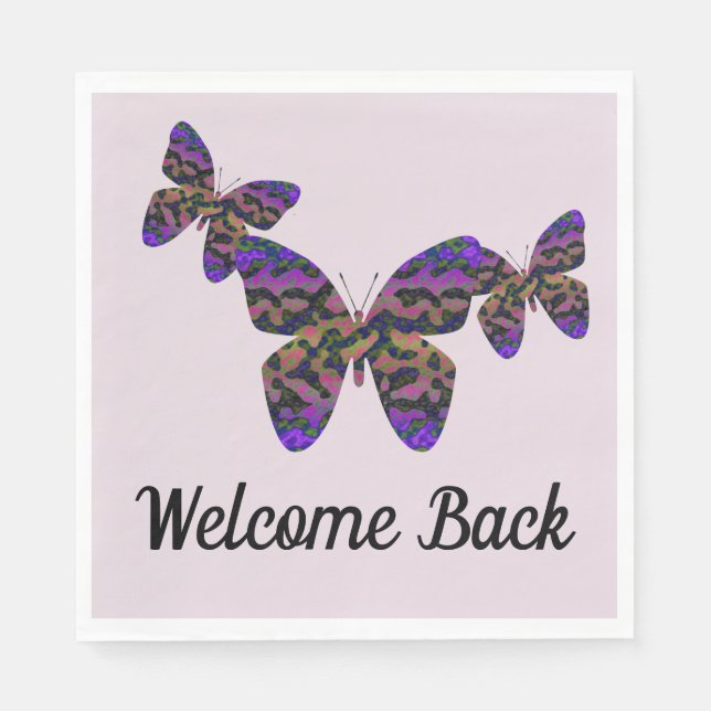 Welcome Back Bright Butterflies Business Employee Napkin (Front)