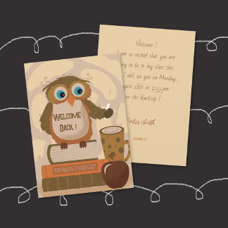 Welcome Back Brown Owl Teacher Invitation