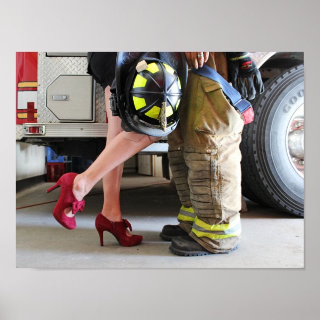 Welcome Back Firefighter Kiss A Fireman High Heels Poster (Front)