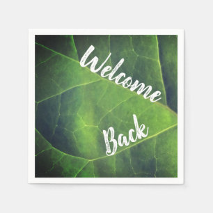 Welcome Back  Green Leaf Photo Volunteer Employee Napkin