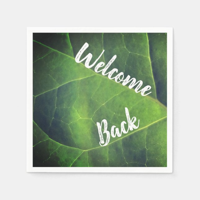 Welcome Back  Green Leaf Photo Volunteer Employee Napkin (Front)