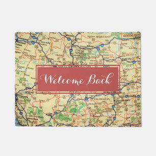 Welcome Back Map Door Mat 18x24"