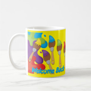 Welcome Back Paintbrushes Primary Colours  Coffee Mug